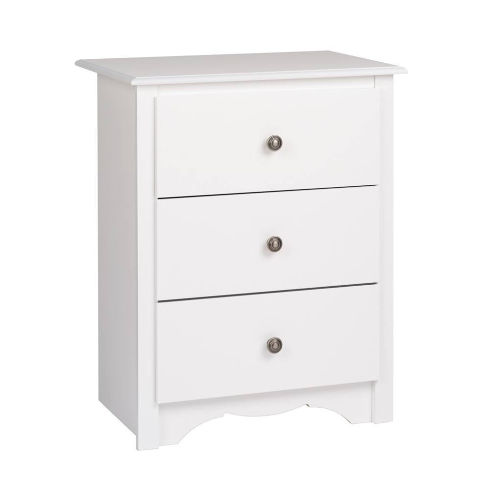 Front. Prepac - Monterey 3-drawer Tall Nightstand, White - White.