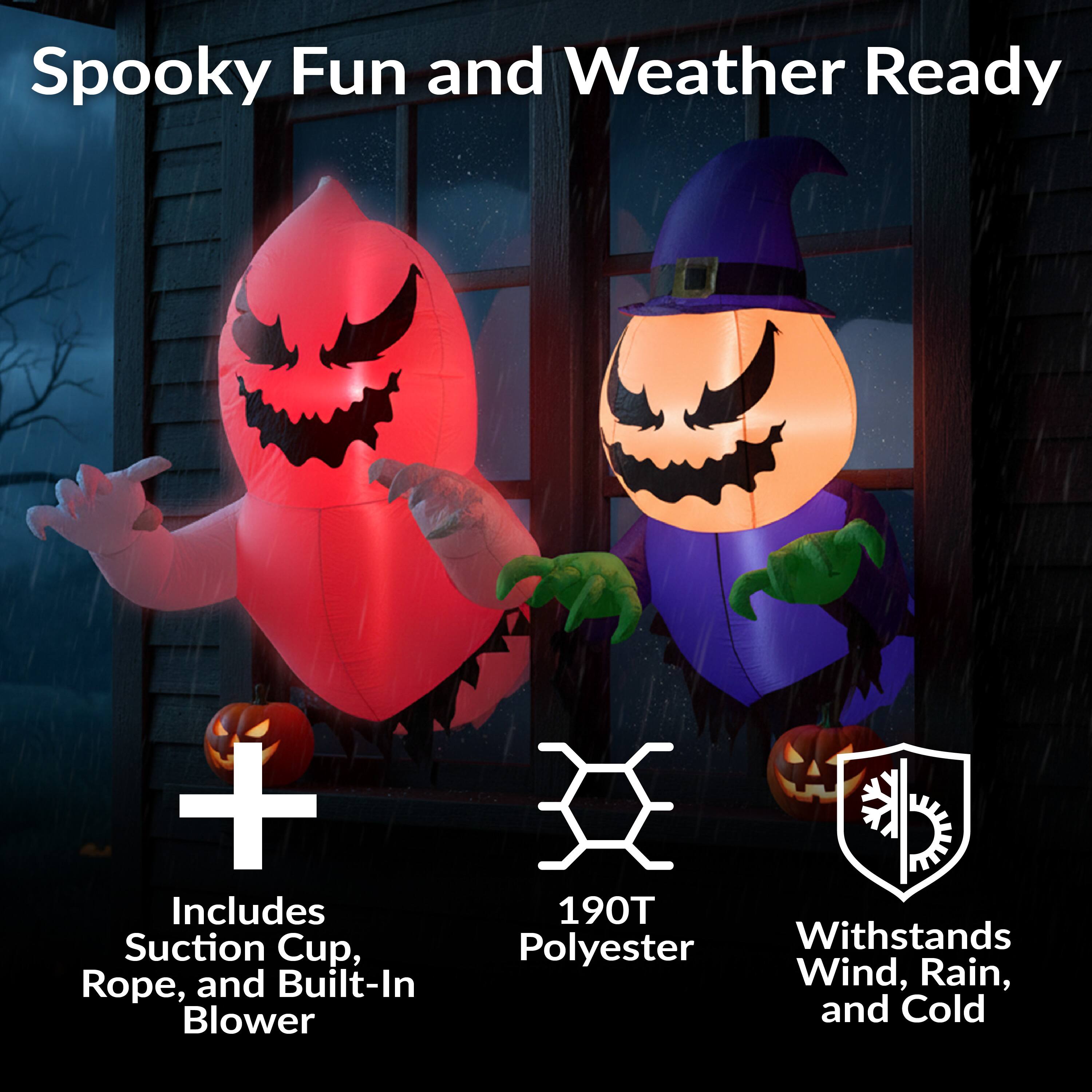 Spooky Fun and Weather Ready

- Includes Suction Cup, Rope, and Built-In Blower
- 190T Polyester
- Withstands Wind, Rain, and Cold