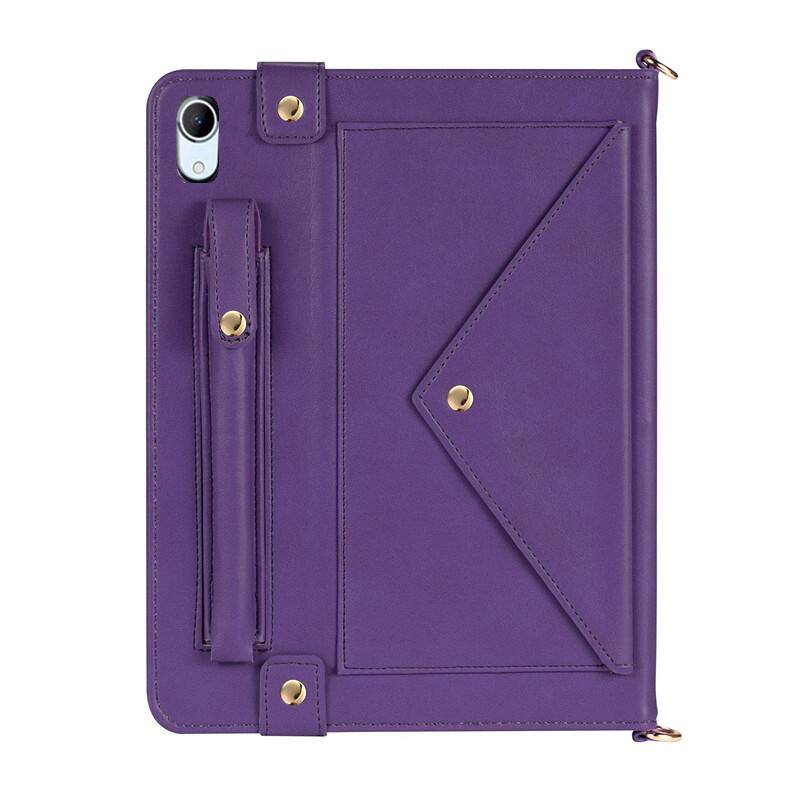 Alt View 1. Dteck - Crossbody Handbag Wallet Case Apple iPad (A16) 11" 2025/10th ,Shockproof Leather Card Slot Hand Strap Folio Cover Strap - Purple.