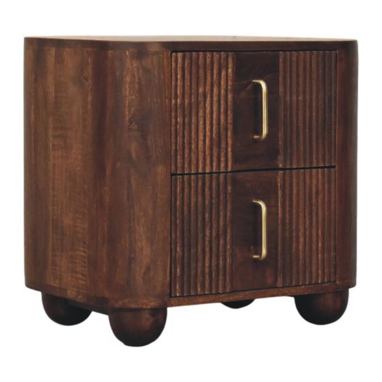 Angle. Artisan Furniture - Artisan Furniture Solid Wood Marlowe Fluted Nightstand - Brown.