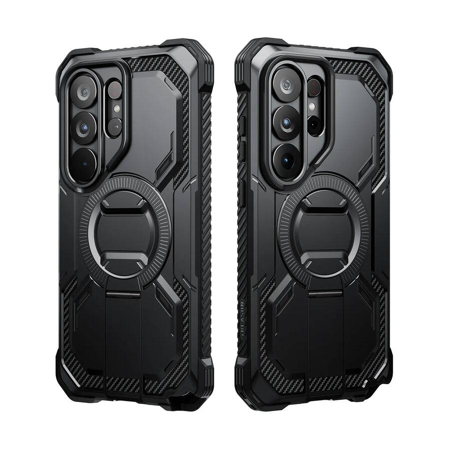 Left. i-Blason - Armorbox Case for Samsung Galaxy S26 Ultra – Kickstand, Screen Protector, Military-Grade - Black.
