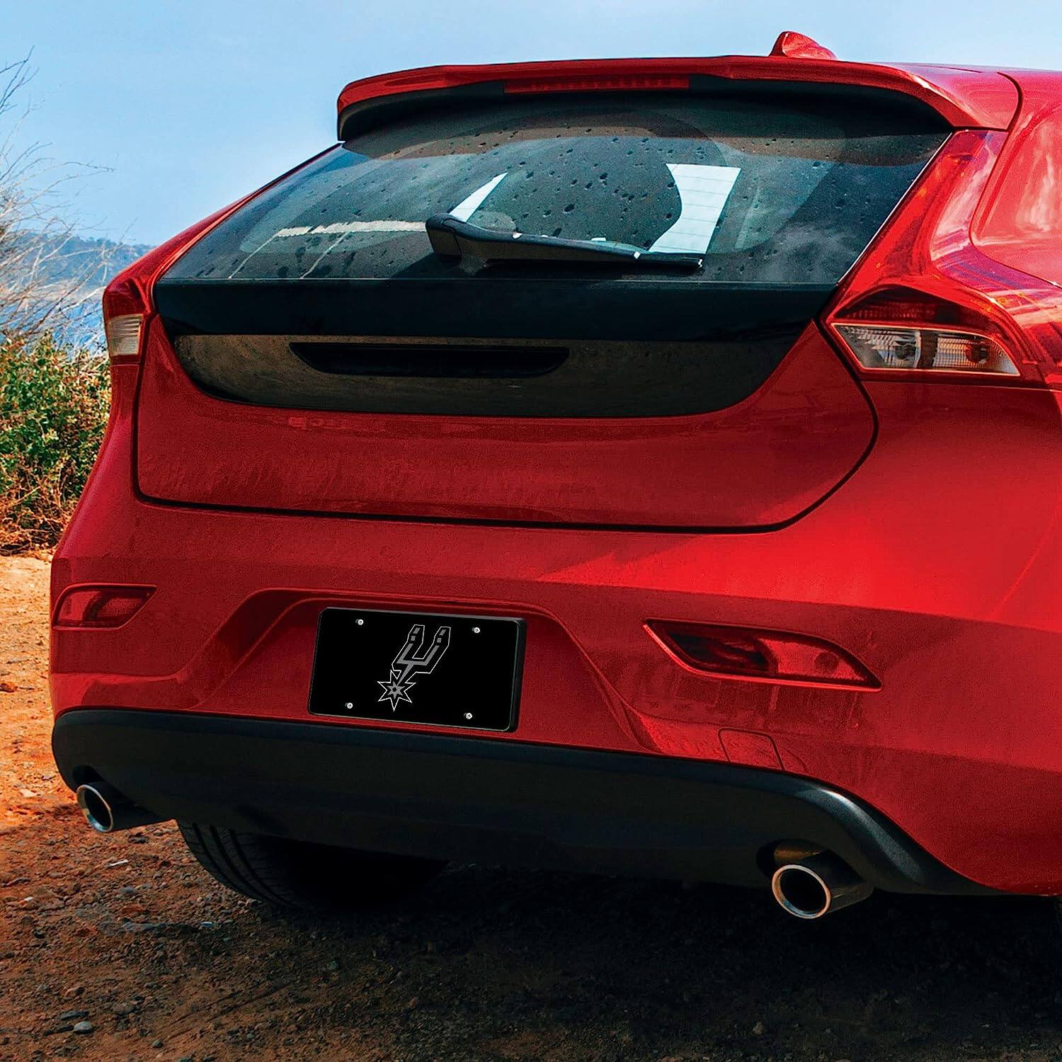 Alt View 2. Rico Industries - San Antonio Spurs Black Mirror Look Acrylic License Plate Laser Tag - Multi.