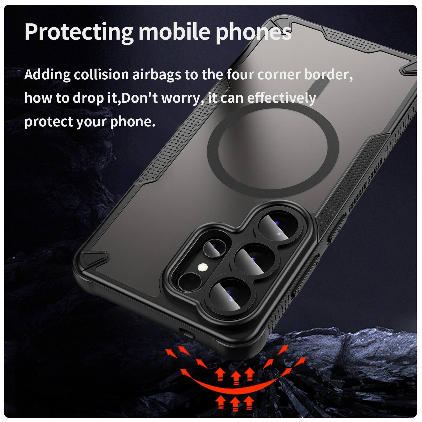 Protecting mobile phones

Adding collision airbags to the four corner border, how to drop it, Don't worry, it can effectively protect your phone.