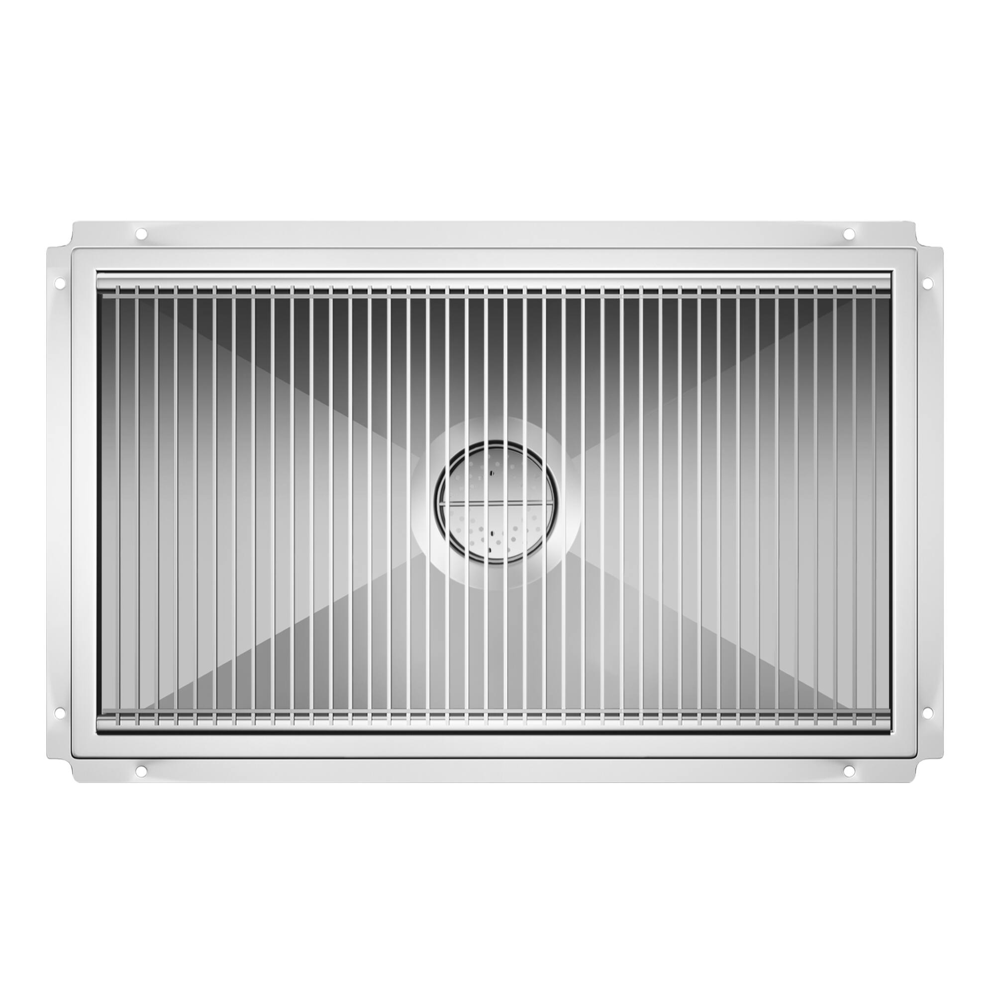 Alt View 1. Koolmore - 18" x 30" Stainless Steel Floor Trough Drain, 14-Gauge with Subway-Style Grating & Removable Drain Basket, NSF Listed - Stainless-Steel.