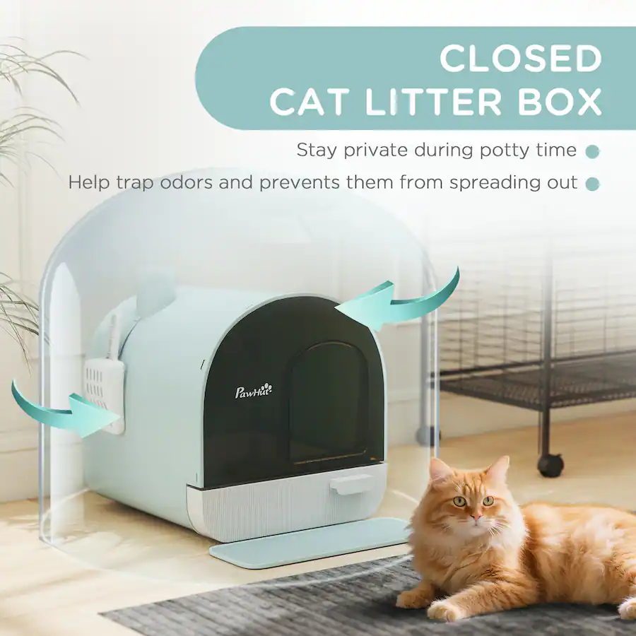 Filthy Cat Box Pawhut Cat Litter Box with Lid, Covered Litter Box for Indoor Cats with ...
