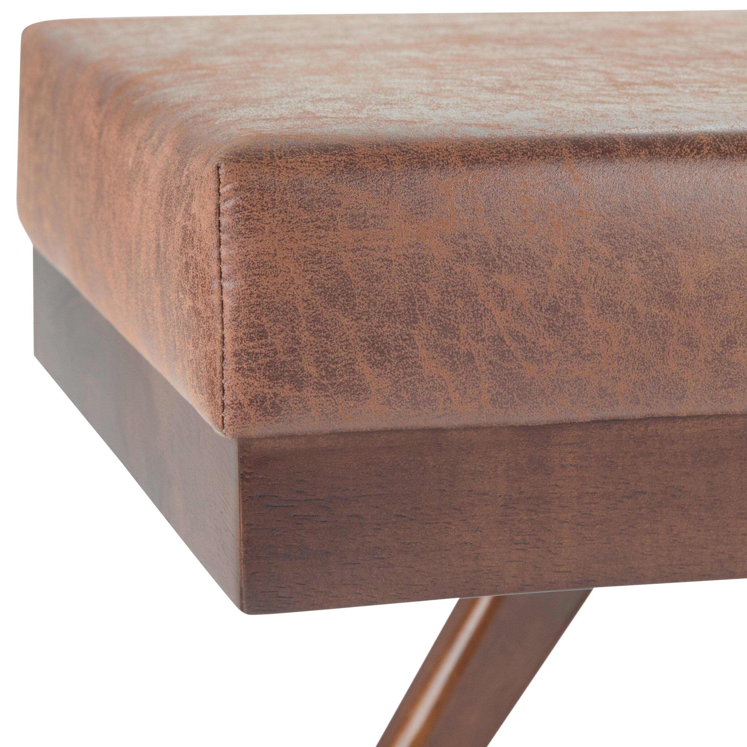 Alt View 13. Simpli Home - Chanelle Mid Century Ottoman Bench - Distressed Umber Brown.