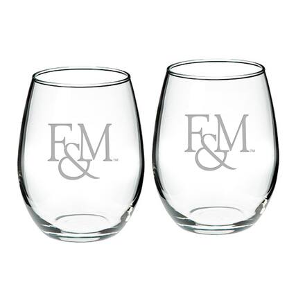 Front. Jardine - Franklin & Marshall Diplomats 21oz. 2-Piece Stemless Wine Glass Set - Multicolor.