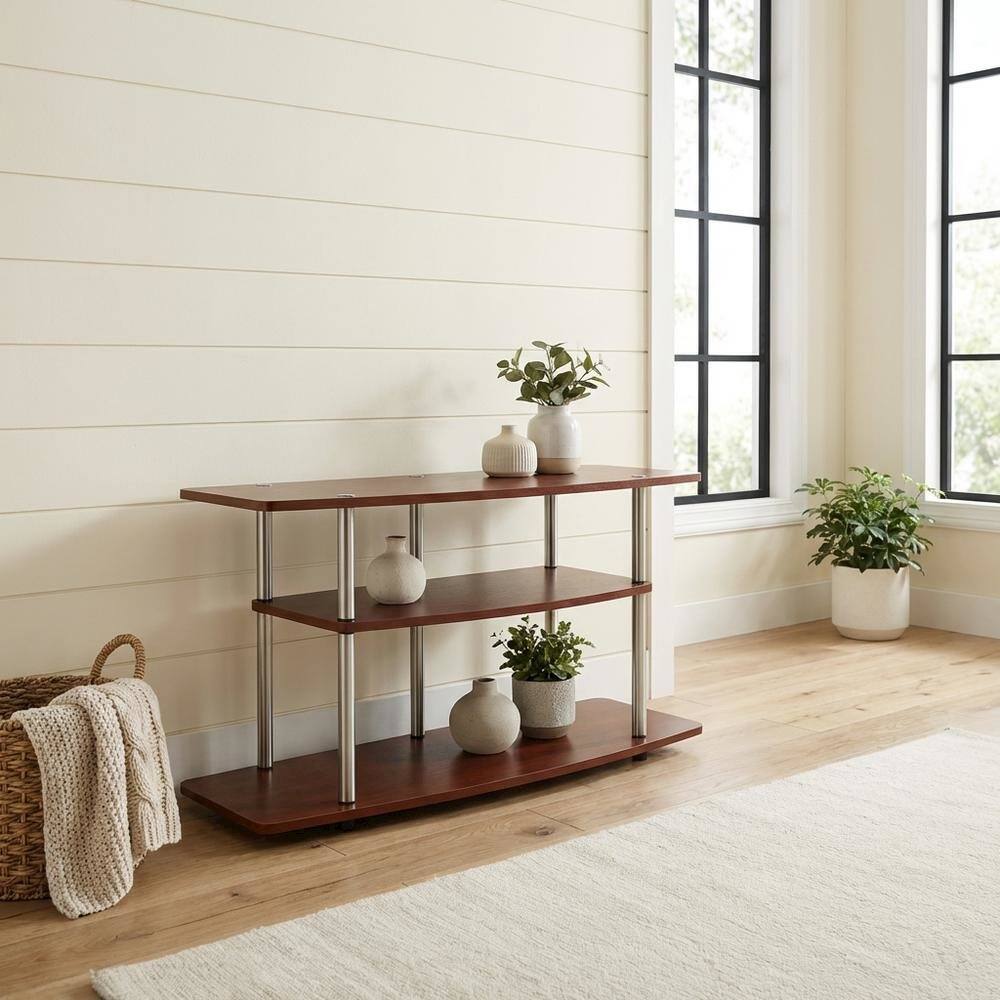 Alt View 2. FurniFact - Contemporary Brown Particle Board TV Stand for up to 46-Inch TVs - Brown.