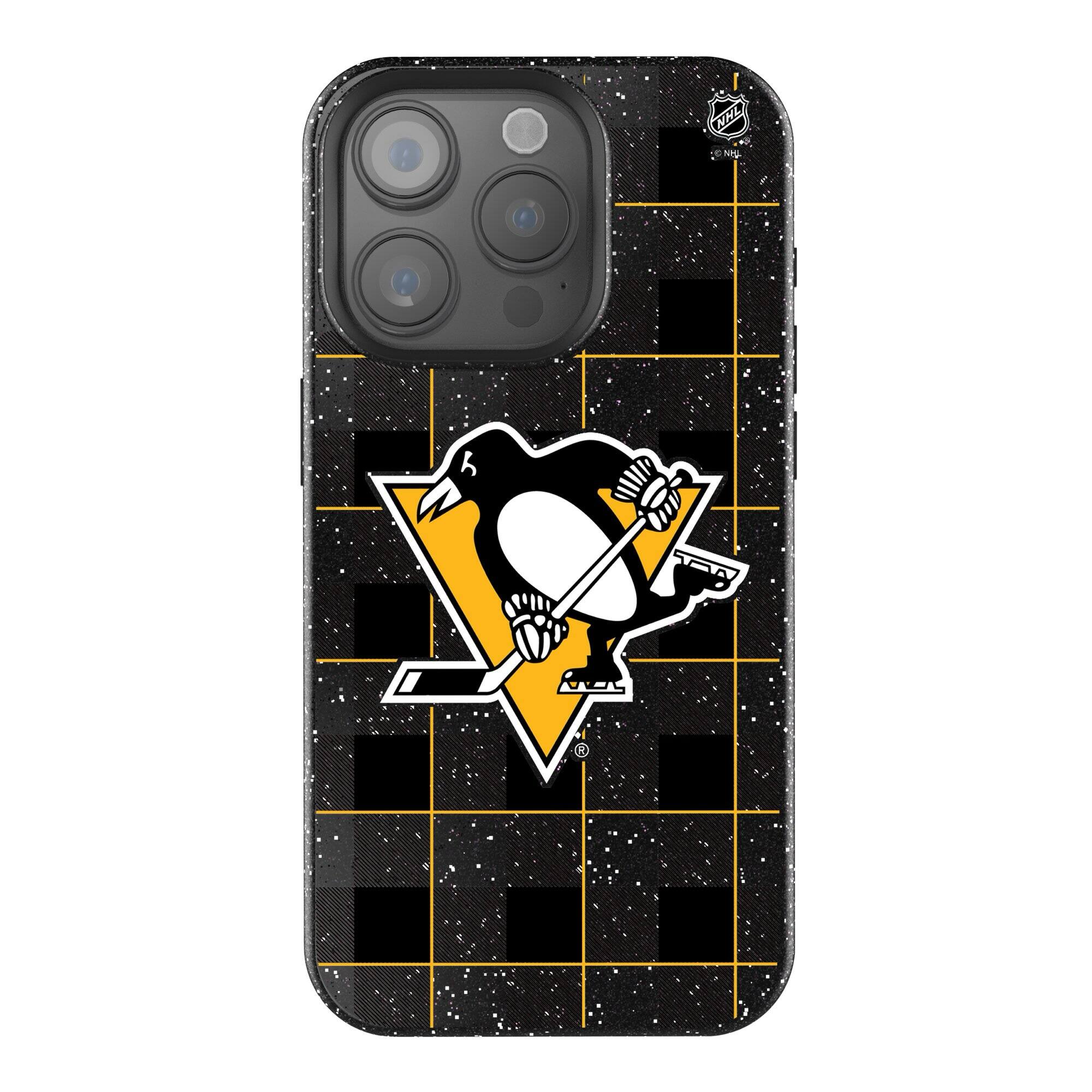 Keyscaper - NHL - Pittsburgh Penguins Plaid Bling iPhone Case - 15 - Multicolor
