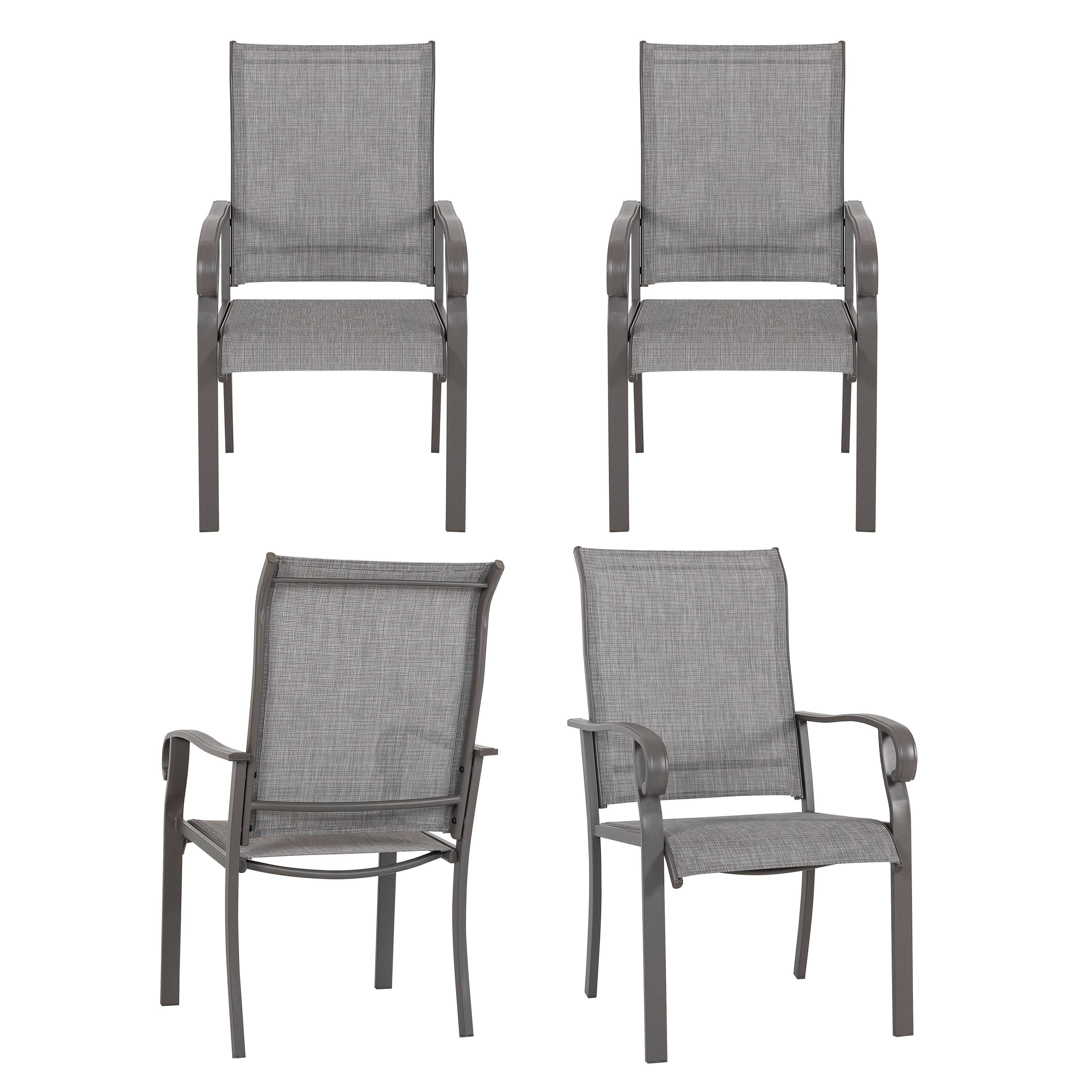 Nuu Garden - Outdoor 4-Piece Patio Chair Set, Textilene Fabric, Powder-coated Iron Frame - Light Gray