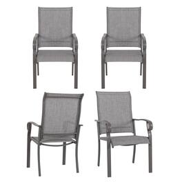 Nuu Garden - Outdoor 4-Piece Patio Chair Set, Textilene Fabric, Powder-coated Iron Frame - Light Gray