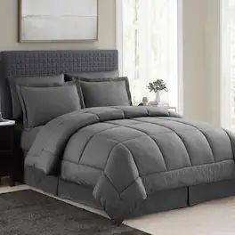 Sweet Home Collection - 8 Piece Embossed Checkered Bed in a Bag All Season Complete Set with Sheets - King - Gray