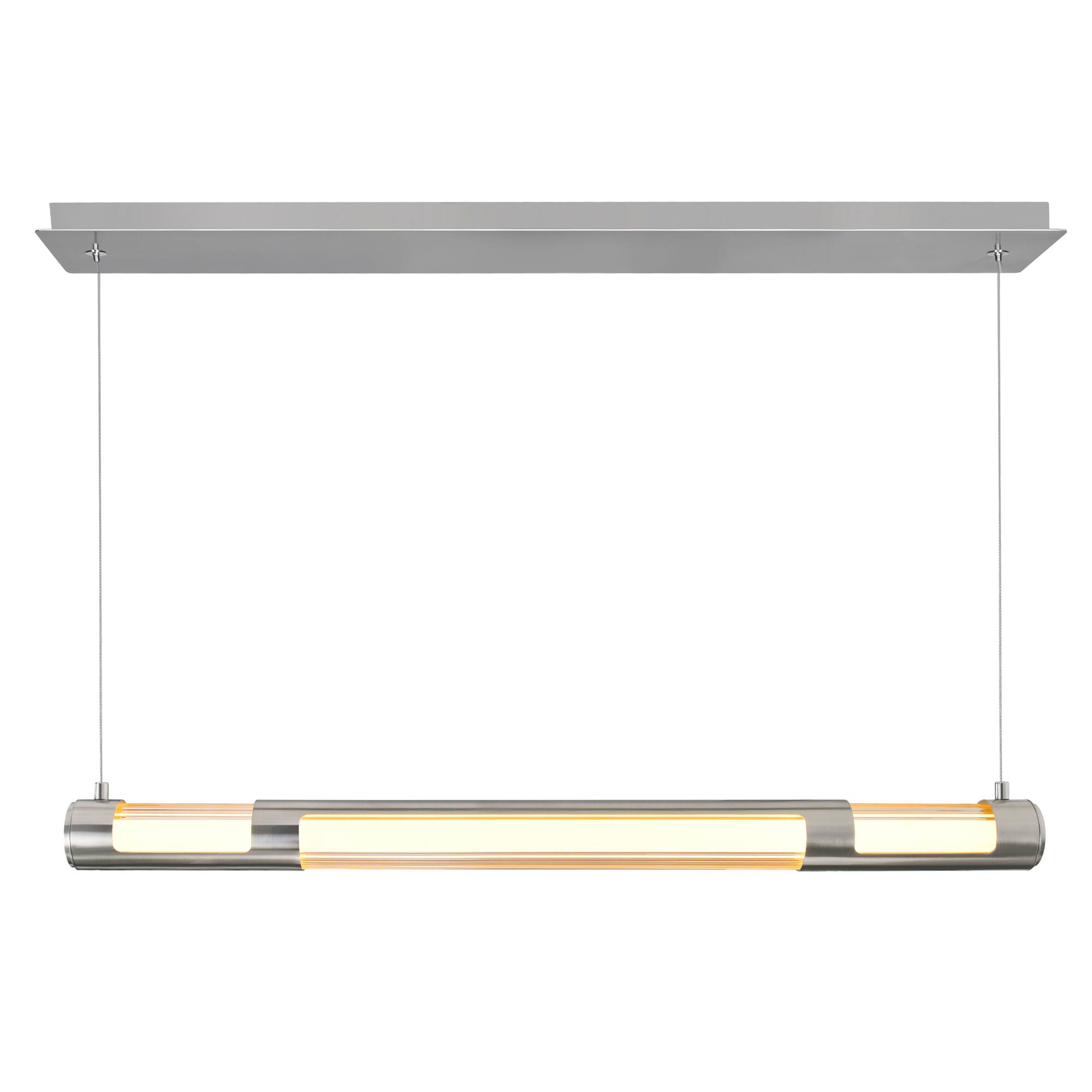 Left. CWI Lighting - Neva 36 in LED Integrated Satin Nickel Chandelier - Satin Nickel.