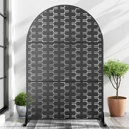 PexFix - 72 in. x 47 in. Brick Pattern Arch Metal Outdoor Privacy Screen & Panels, Freestanding Garden Divider Fence - Black