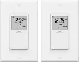 BN-LINK - 7 Day In-Wall Timer Switch for Lights, Digital Programmable, Single Pole & 3-Way, Neutral Wire, 2 Pack - White