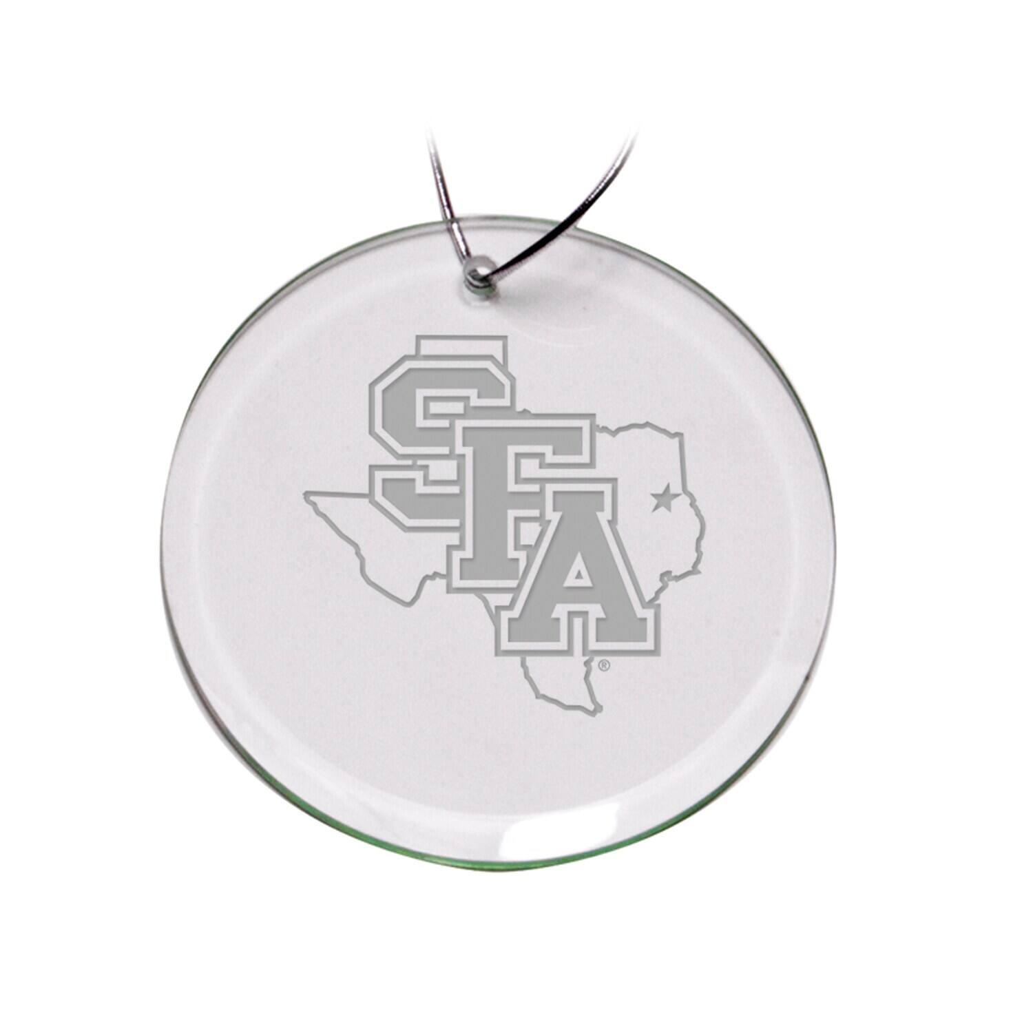 Front. Jardine - Stephen F Austin Lumberjacks 3'' Glass Round Ornament - Multicolor.