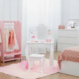 Teamson Kids - Fantasy Fields Little Princess Anna Kids Vanity Table & Stool, White
