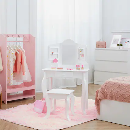 Front. Teamson Kids - Fantasy Fields Little Princess Anna Kids Vanity Table & Stool, White.