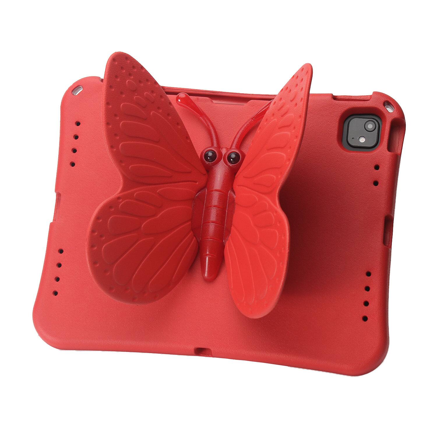 Left. Dteck - Kids Butterfly Case for Apple iPad Air (M4) 13" 2026-24 & iPad Pro 13/12.9",Rugged 3D Cartoon EVA Shockproof Stand Cover - Red.