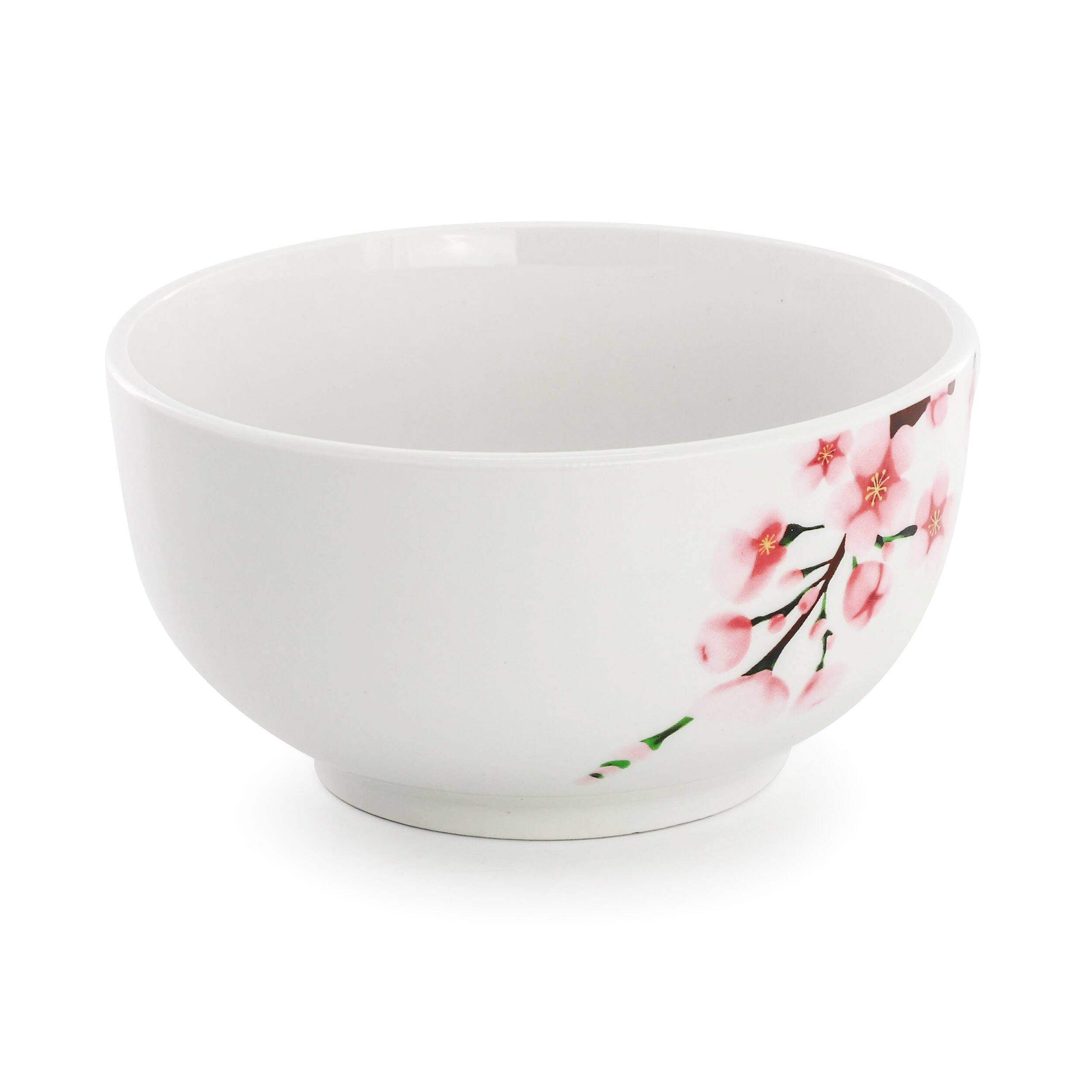 Back. Elama - Elama Tamara 12 Piece Cherry Blossom Porcelain Dinnerware Set, Service for 4 in White and Pink - White and Pink.