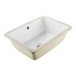 VEVOR - Undermount Bathroom Sink, 15.75x12.01 In Rectangular Ceramic Vessel Sink with Overflow Hole, Rectangle Small Space - White