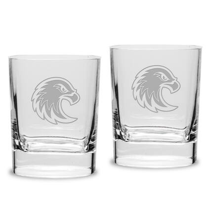 Front. Jardine - Augsburg University 2-Piece 11.75oz. Luigi Bormioli Square Double Old Fashion Glass Set - Multicolor.