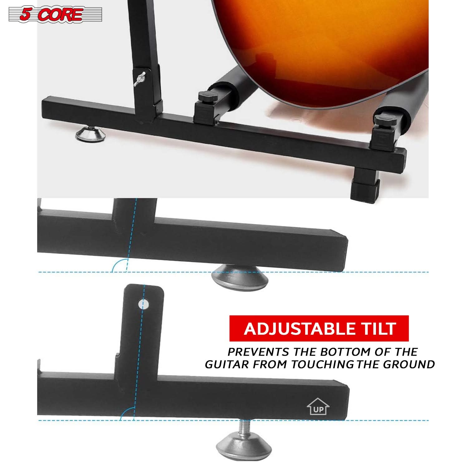 5 CORE

ADJUSTABLE TILT  
PREVENTS THE BOTTOM OF THE GUITAR FROM TOUCHING THE GROUND