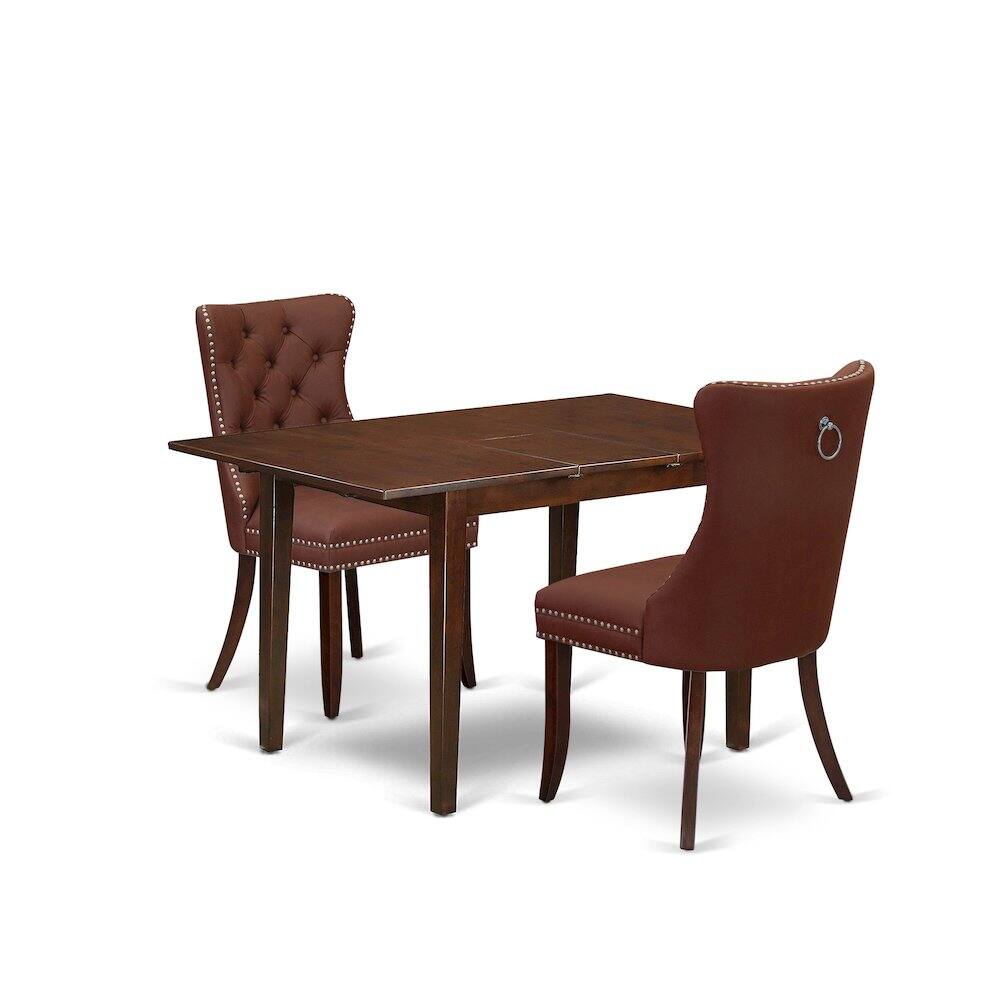 Front. East West Furniture - 3 Piece Dinette Set Contains a Rectangle Kitchen Table with Butterfly Leaf - Red.
