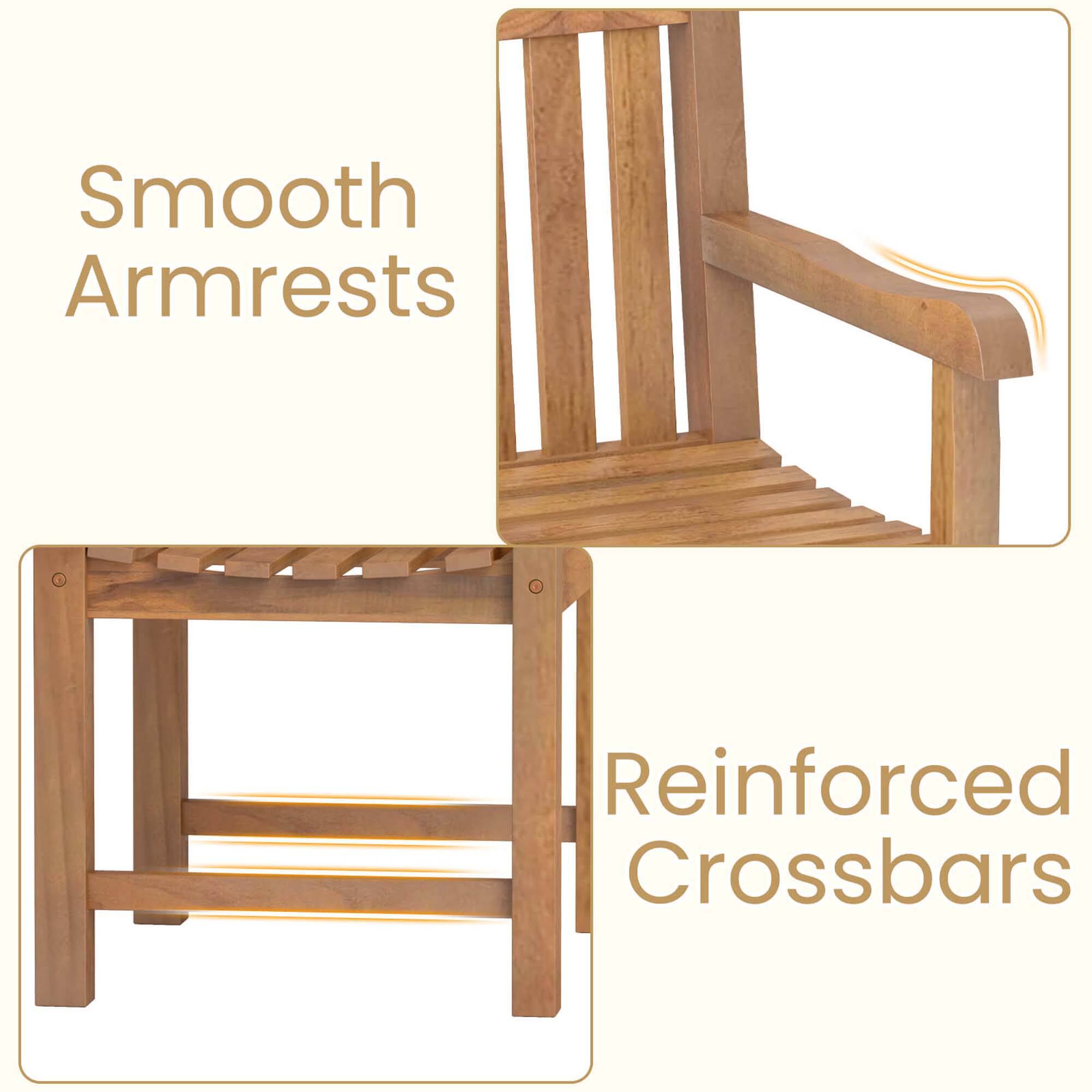 Smooth Armrests Reinforced Crossbars