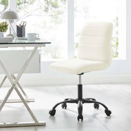 Ripple Armless Vegan Leather Office Chair by Modway - Black White