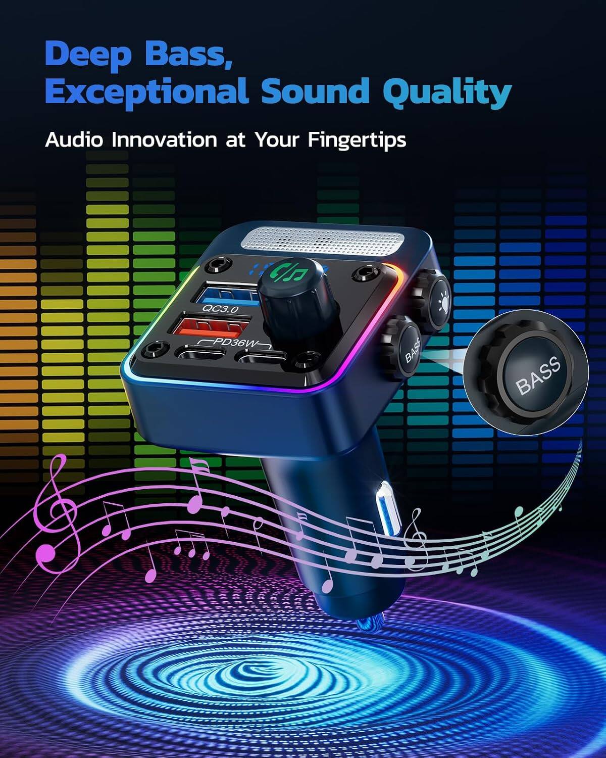 Deep Bass, Exceptional Sound Quality  
Audio Innovation at Your Fingertips  

QC3.0  
PD36W  
BASS