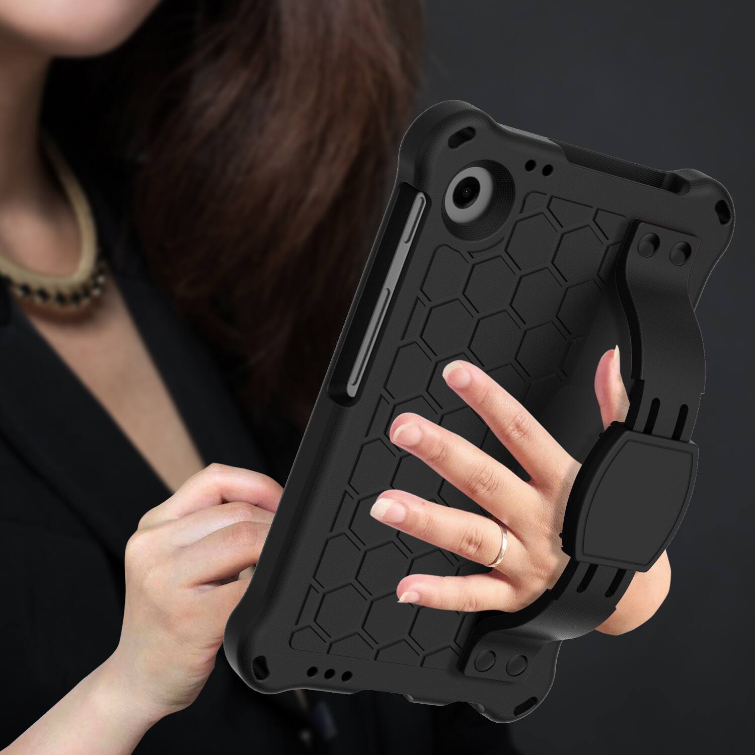 Alt View 3. Dteck - For Samsung Galaxy Tab A11 2025 / A9 2023 Rugged Kid Case Shockproof Safe EVA Hand Grip Cover With Crossbody Strap - Black.
