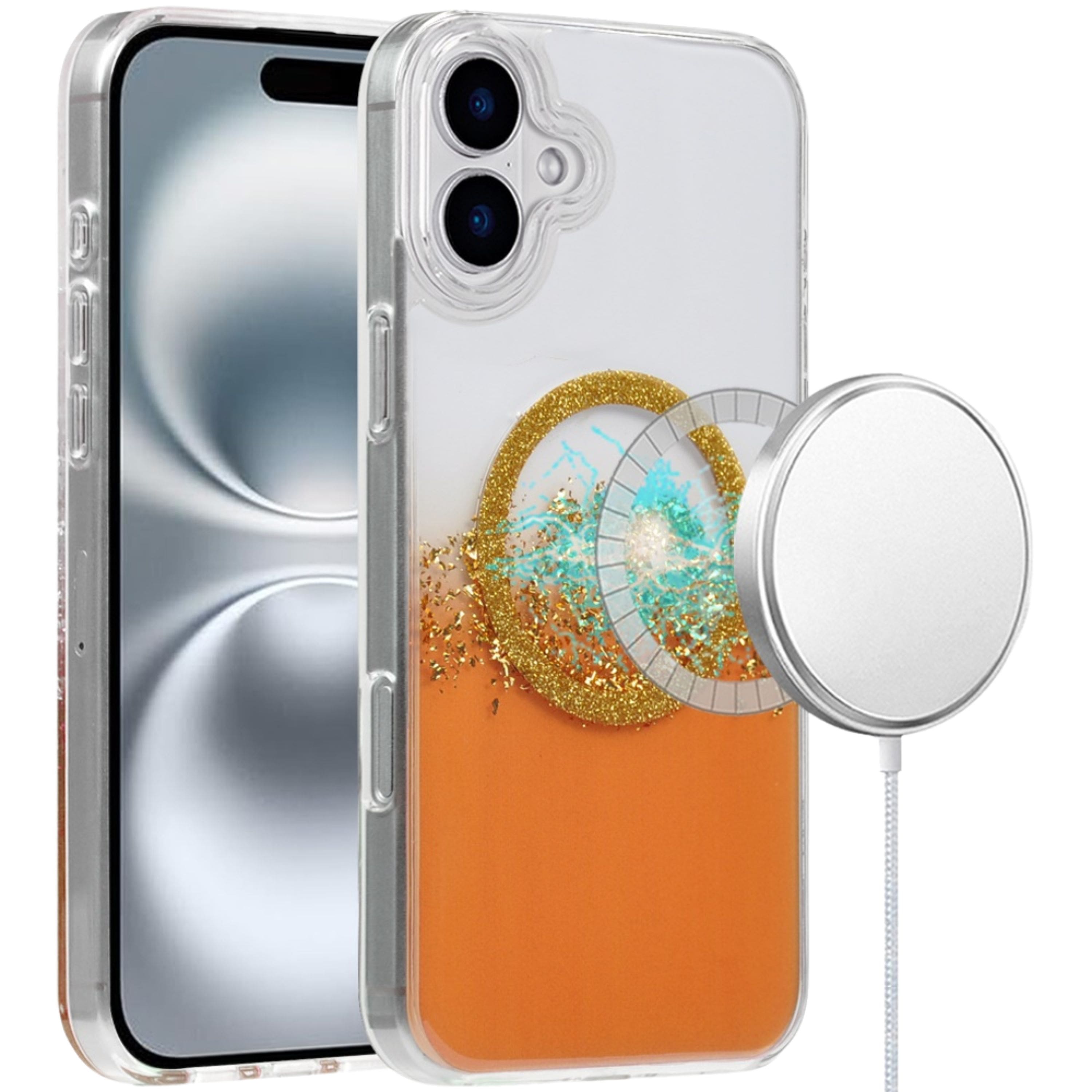 Kitcheniva - Dual Layer TPU Magnetic Circle Case With Tempered Glass For iPhone 16 - Orange price history on PriceWatchPro