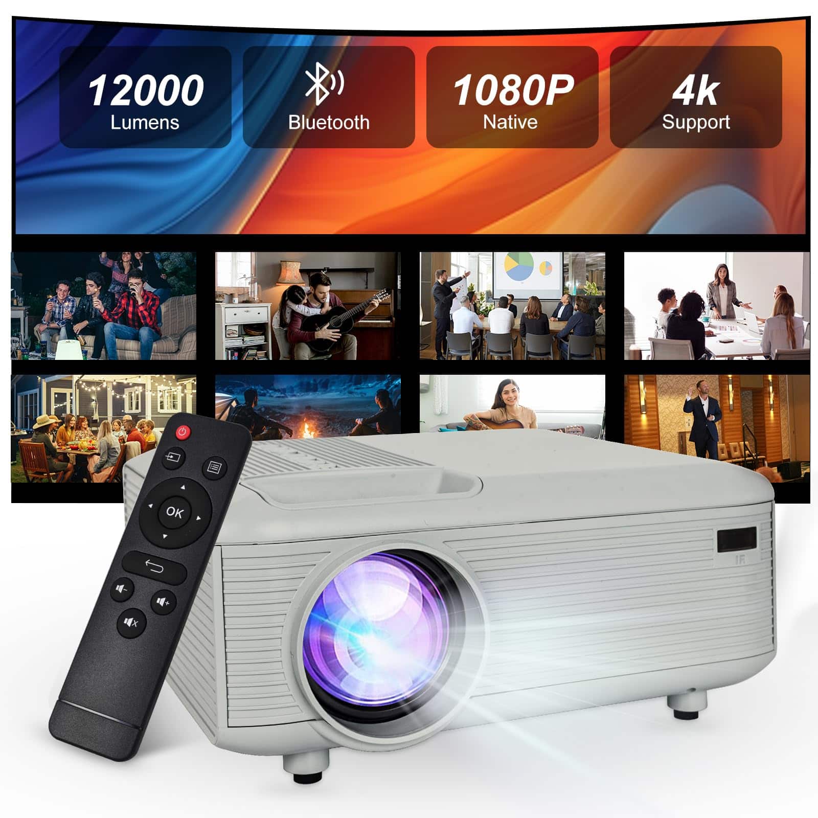 The Best Inks - [180°adjustable Stand] [electric Focus] [built-in Speaker] Mini Projector With For Bedroom Native 1080p Compatible 4k - Movie Projector With a Stand