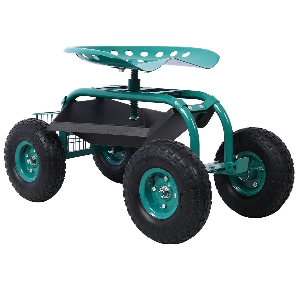 Back. Loheer - Loheer Rolling Garden Scooter with 360 Swivel Seat, Green.