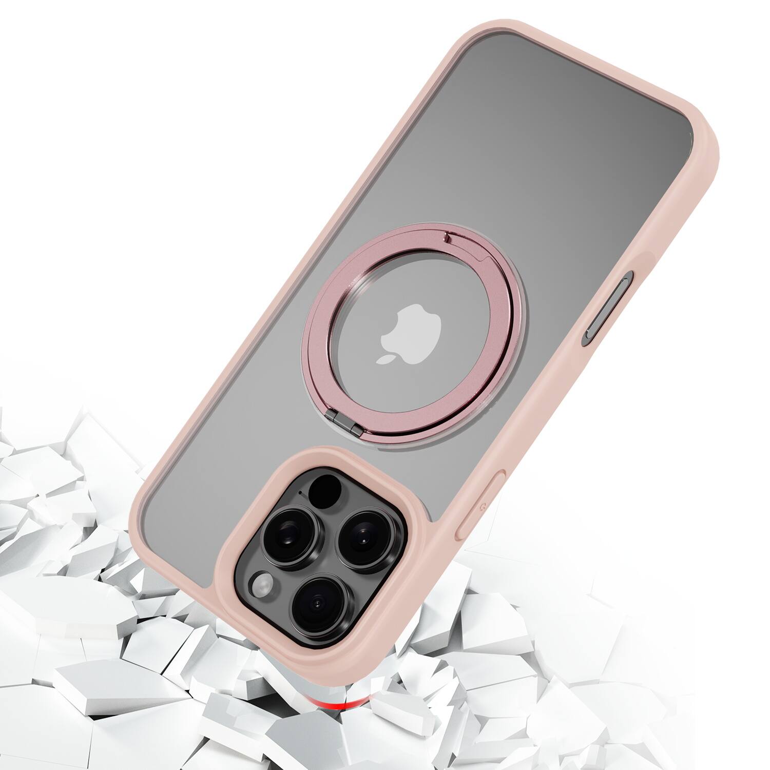 Alt View 4. Mybat Pro - MyBat Pro Lure Series 360° Ring Stand MagSafe Case for Apple iPhone 16 Pro Max - Pink - Clear/Pink.
