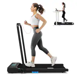 Redliro - 2 in 1 Under Desk Folding Treadmills Walking Running Machine 7.6MPH for Home Office - Black