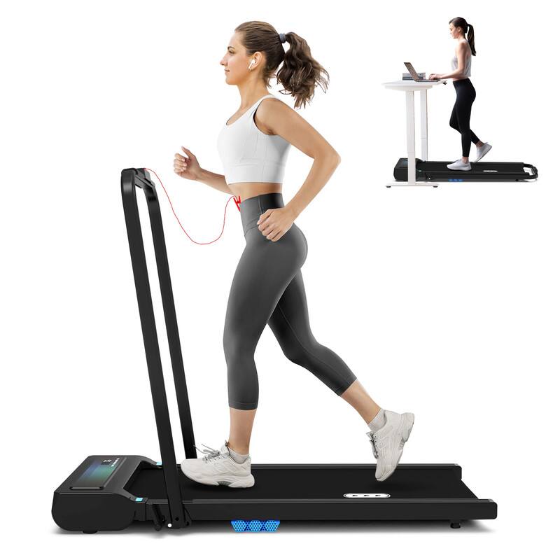 Front. Redliro - REDLIRO 2 in 1 Under Desk Folding Treadmills Walking Running Machine 7.6MPH for Home Office Black - Black.