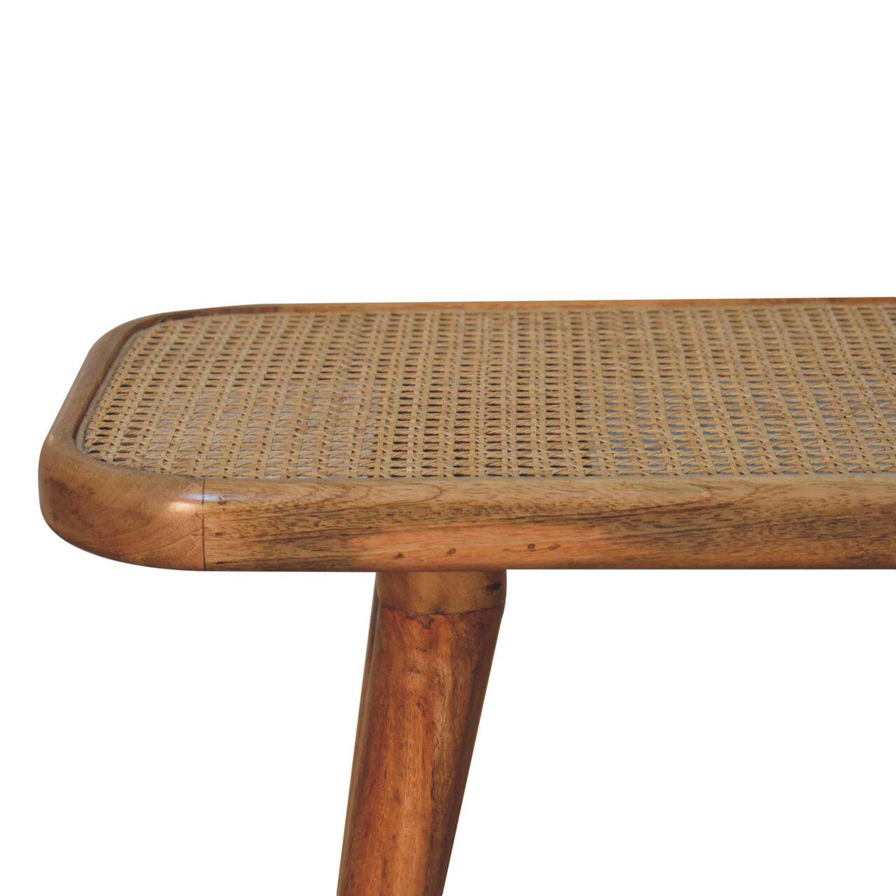 Alt View 1. Artisan Furniture - Artisan Furniture Solid Wood Larissa Rattan Bench, Brown - Brown.
