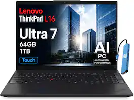 Lenovo - Upgraded - ThinkPad L16 16" FHD+ Touchscreen Laptop - Business AI PC - Intel Core Ultra 7 255U 2025 - 64GB RAM - 1TB SSD - Win11Pro - Jet Black