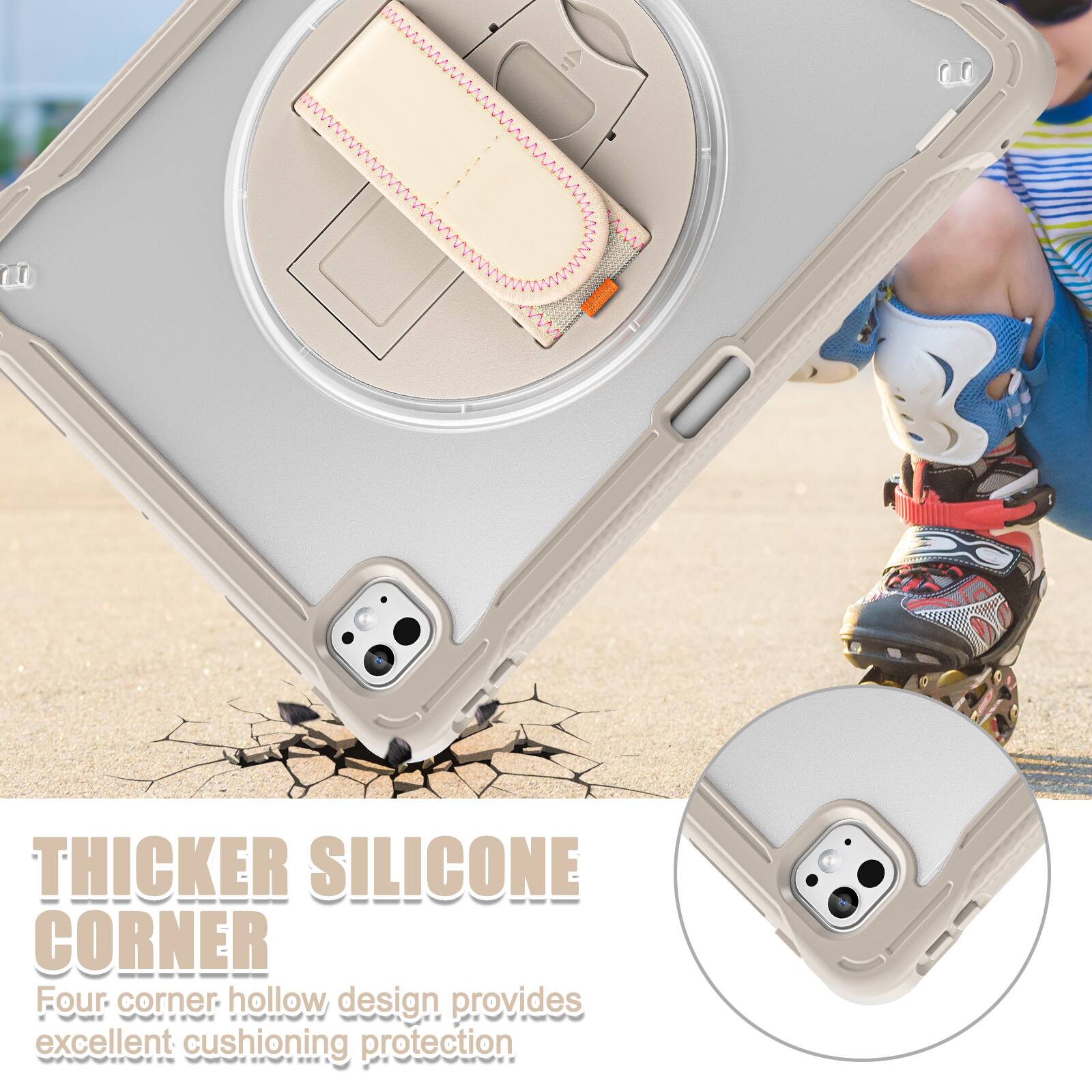 THICKER SILICONE CORNER  
Four corner hollow design provides excellent cushioning protection