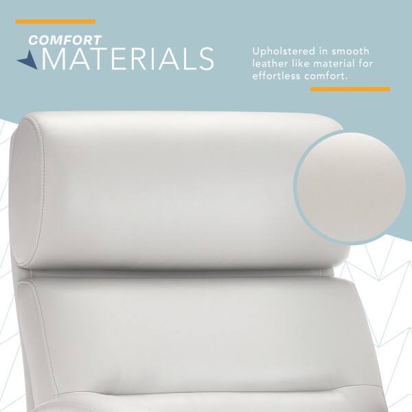 COMFORT  
MATERIALS  
Upholstered in smooth leather-like material for effortless comfort.