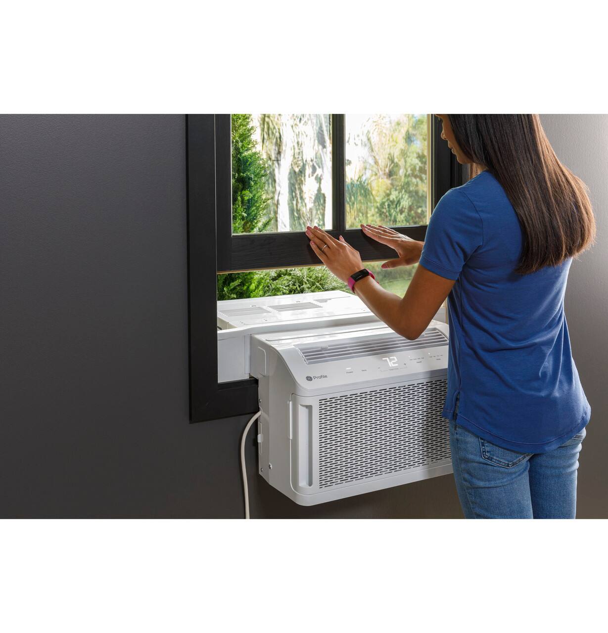 Alt View 8. GE - AHTT06BC_EAB ClearView 6100 BTU Window Air Conditioner, U-Shaped Adjustable Depth, 250 sq ft. - Refurbished Excellent - White.