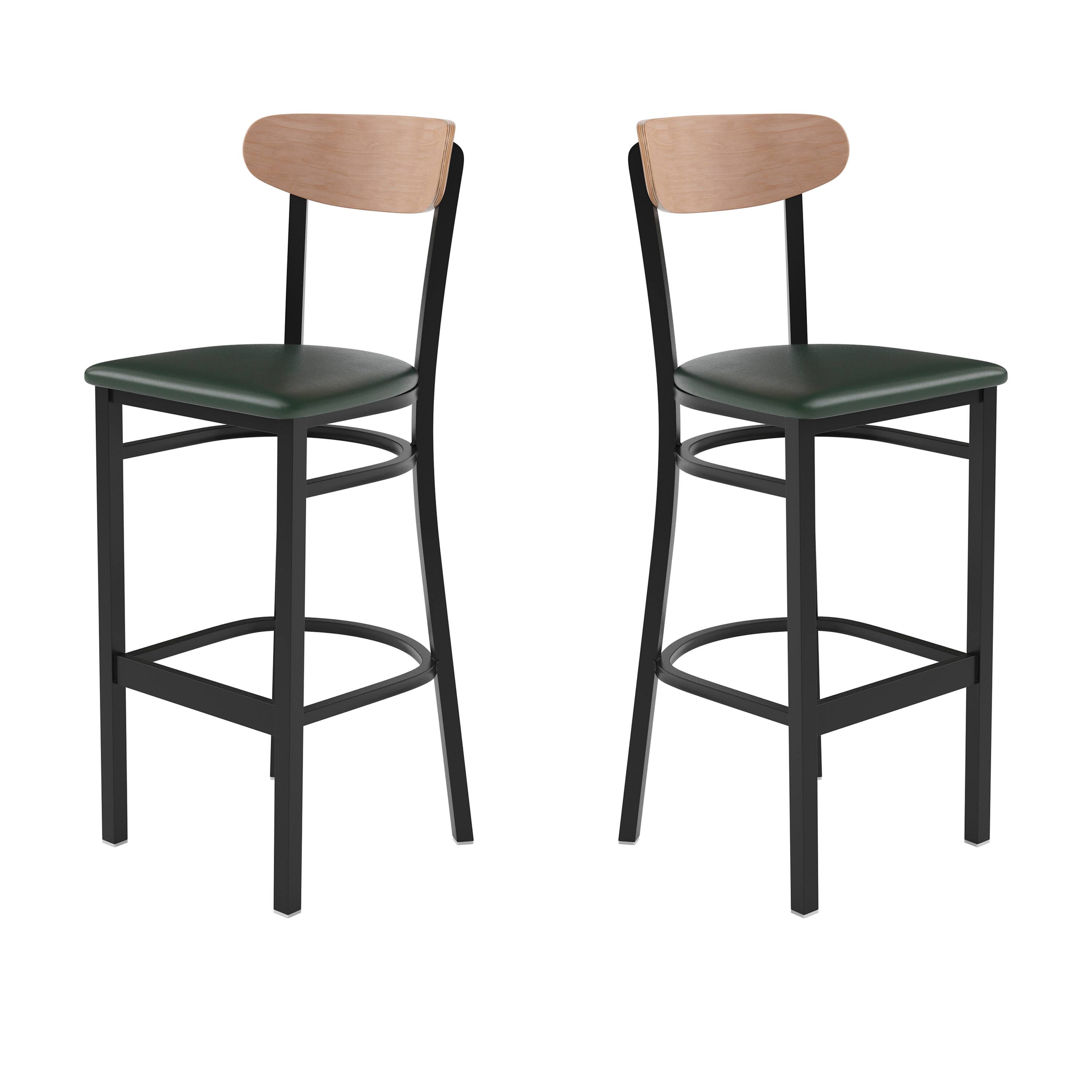 Natural Birch Wood Back/Green Vinyl Seat