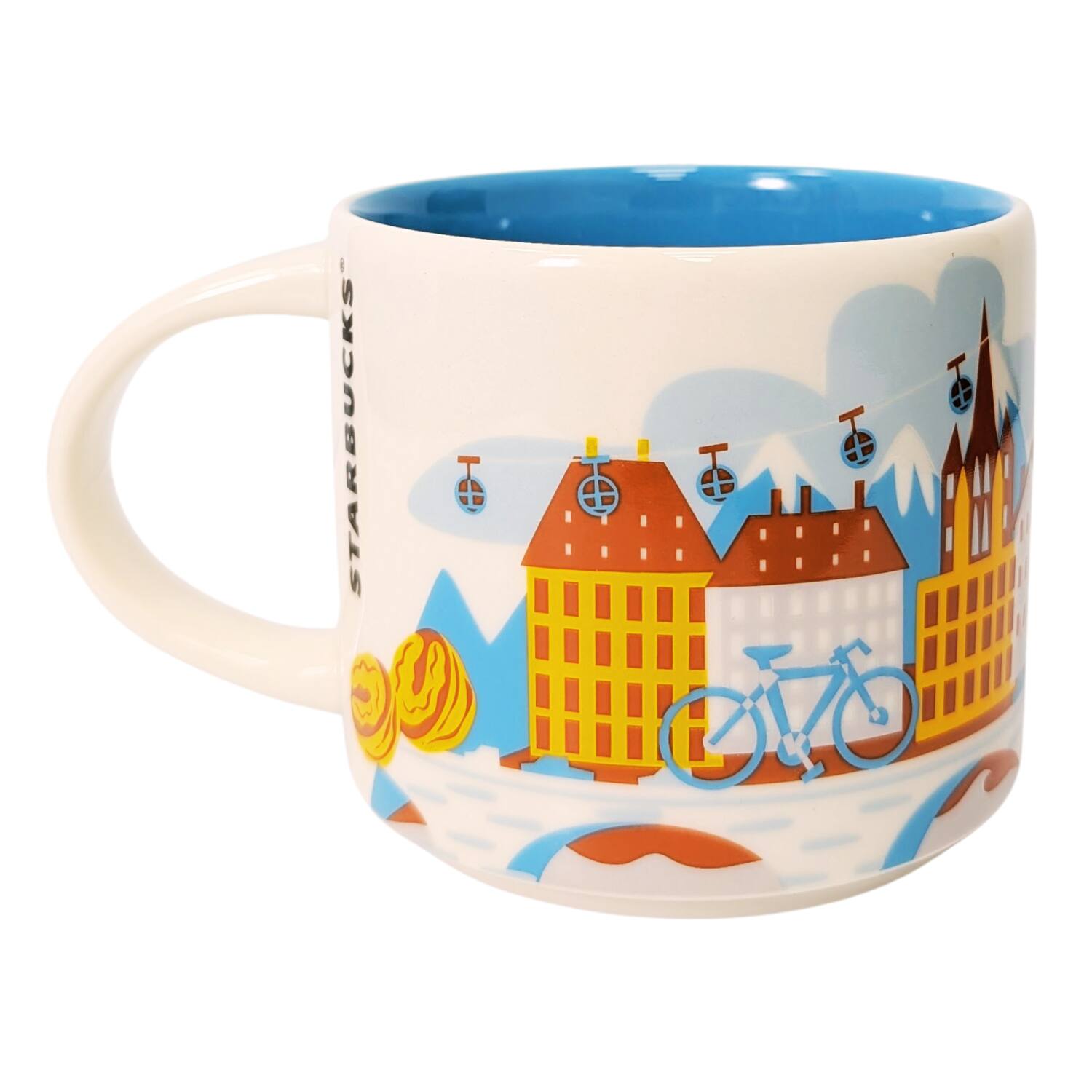 Left. Starbucks - Starbucks You Are Here Series Grenoble Ceramic Mug, 14 Oz - Blue.