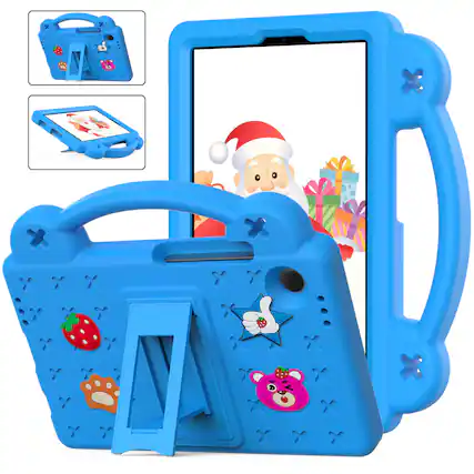 Front. Dteck - For Samsung Galaxy Tab A11 2025/ A9 2023 Cute Cartoon Kid Case Built-in Kickstand Handle Grip Shockproof Cover - Skyblue.