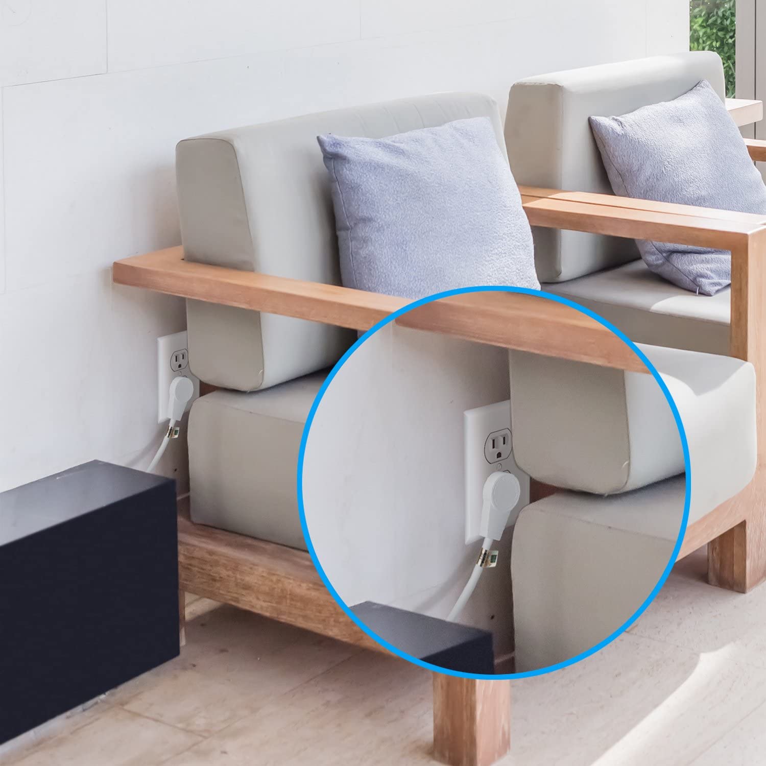 Alt View 5. Maximm - Monitor Computer Power Cord 10 Ft Flat Plug 360° Rotating PC Cable 3 Prong, 16 AWG NEMA 5-15P to IEC13 - UL Certified - White.