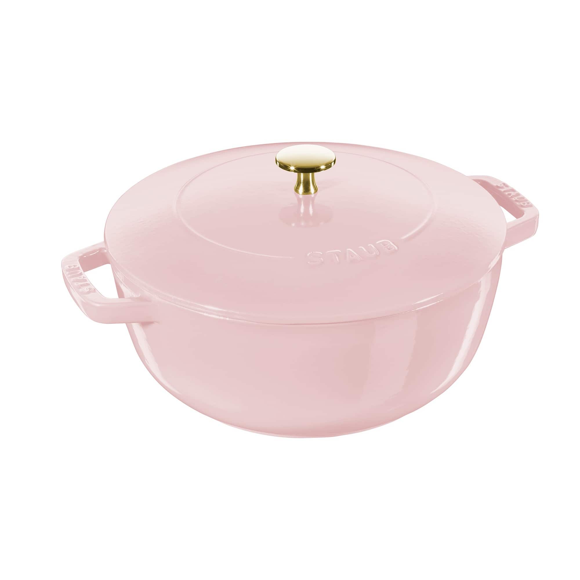 Staub - Cast Iron Essential French Oven, Dutch Oven, 5-quart, serves 5-6, Made in France - Peony Pink - Pink Peony