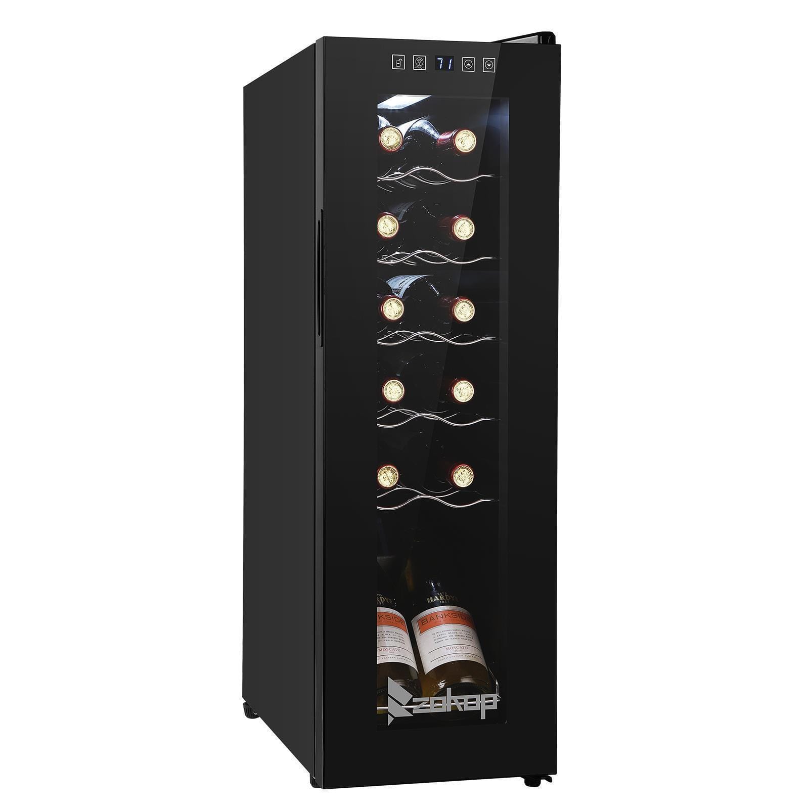 Winado - 12 Bottle Wine Fridge, Freestanding Compressor Wine Cooler Refrigerator, Beverage Wine Chiller with Digital Temperature - Black