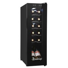 Winado - 12 Bottle Wine Fridge, Freestanding Compressor Wine Cooler Refrigerator, Beverage Wine Chiller with Digital Temperature - Black